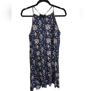 Patagonia Navy Geometric Print Boho Flowy Resort Cotton Halter Dress Size Medium